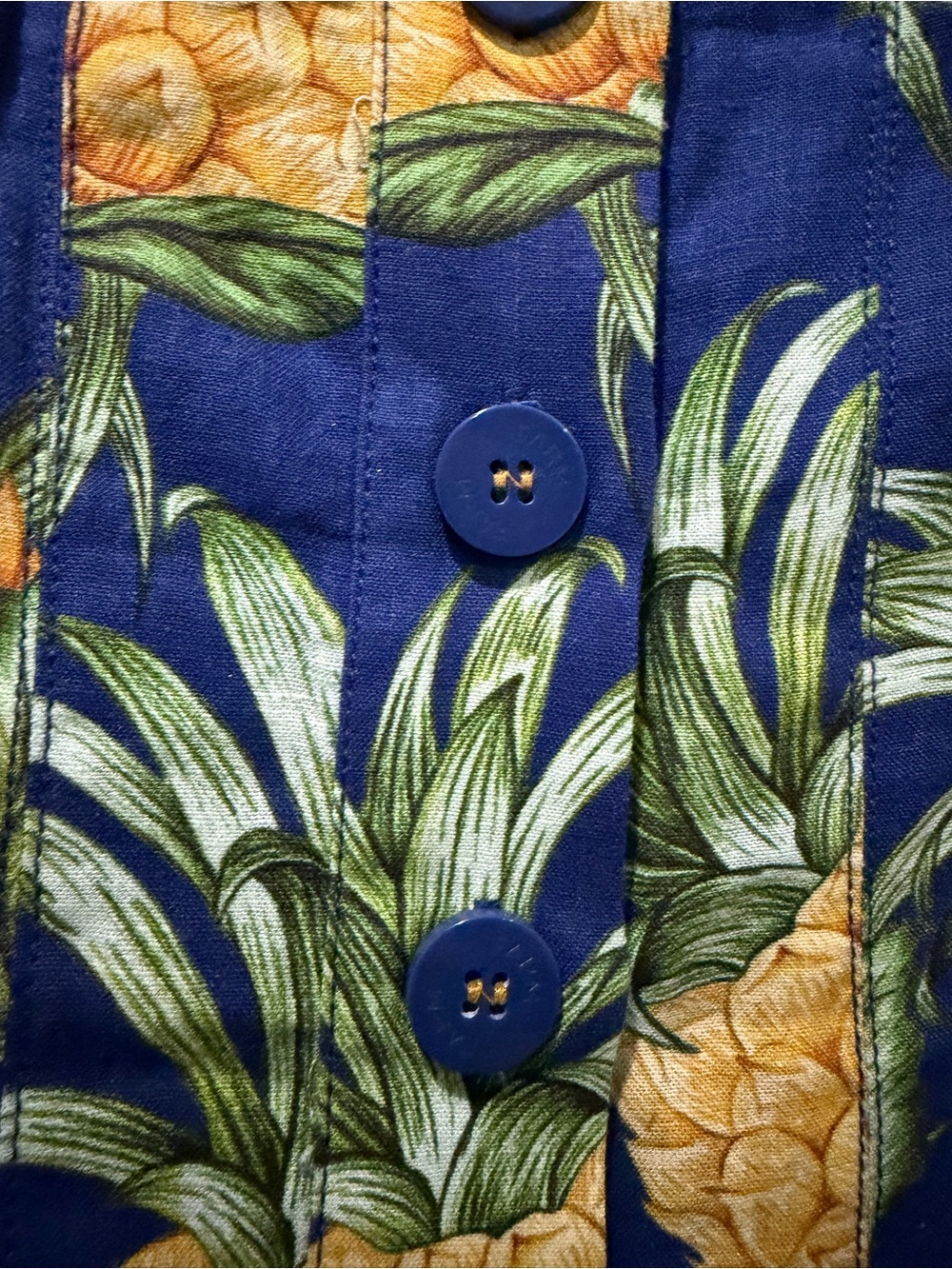 Farm Rio Medium Linen Blend Pineapple Tropical Print Mini Dress Puff Sleeve B14 - Picture 6 of 6